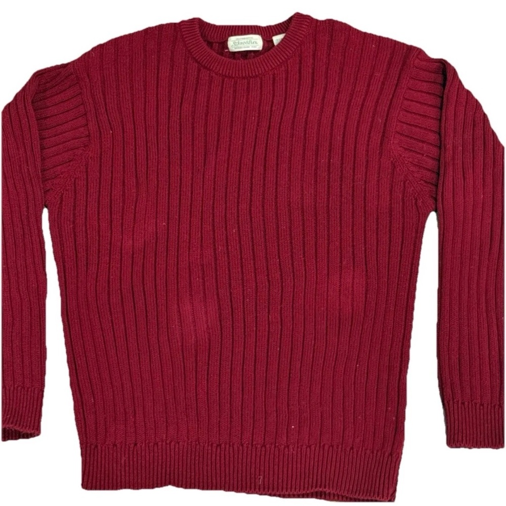 VTG St. John's Bay Ribbed Crewneck Sweater - Red Men’s XL 100% Cotton